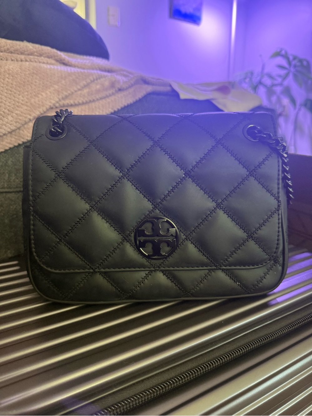 Tory Burch Black Quilted Chain-Shoulder Crossbody